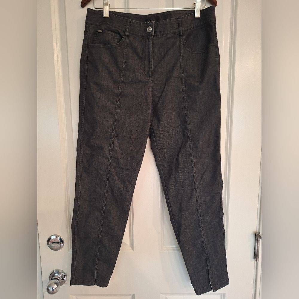 St. John Black Cropped Denim Pants Size 10